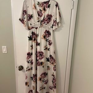 BAILEY BLUE- white floral maxi dress